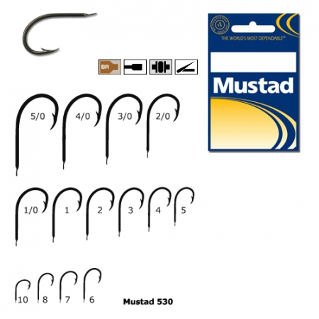 Carlige pescuit stationar - CARLIGE BRONZ MUSTAD 530, FORJATE, CIOC PAPAGAL, NR 10, 10 BUC / PLIC
