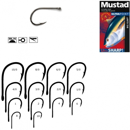 Carlige crap - CARLIGE CRAP MUSTAD NEGRU NI, NR 2, 10 BUC / PLIC