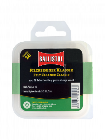 Truse si intretinere arme - Cutie pelete lana pentru curatat teava calibru 16, 30 buc