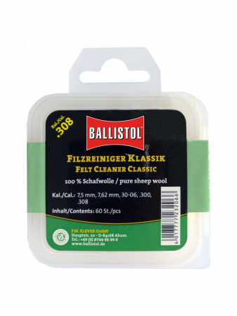 SPORTURI - PELETE DIN LANA PENTRU CURATAT TEAVA, BALLISTOL, CAL. 30.06/300WM/308W 60 BUC