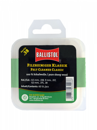 SPORTURI - PELETE DIN LANA PENTRU CURATAT TEAVA, BALLISTOL, CAL. 338/9,3X62/375 60 BUC