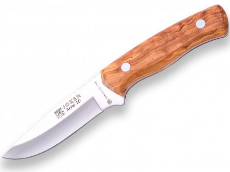 Cutite de vanatoare - Cutit Joker Arrui, maner lemn de maslin, cu teaca piele