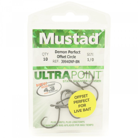 Carlige pescuit stationar - CARLIGE MUSTAD DEMON, NR 1, 10 BUC / PLIC