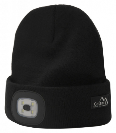 Fes negru cu lanterna cu LED si incarcare usb Cattara [2]