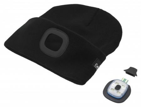 Fes negru cu lanterna cu LED si incarcare usb Cattara [3]