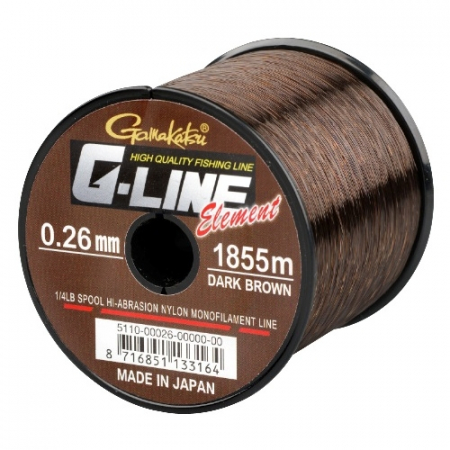 Fire crap - FIR MONOFILAMENT GAMAKATSU G-LINE ELEMENT DARK BROWN 024MM / 4,10KG / 2270M