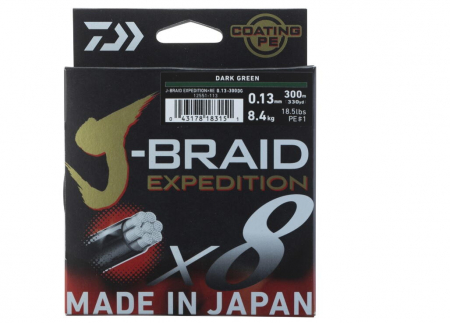 Fir textil Daiwa J-braid Expedition X8E verde 0.20 mm, 16 kg, 300 m [1]