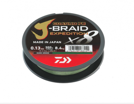 SPORTURI - Fir textil Daiwa J-braid Expedition X8E verde 0.22 mm, 19.5 kg, 300 m