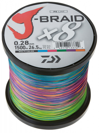 Fire textile pescuit rapitori - FIR TEXTIL DAIWA J-BRAID X8 MULTICOLOR 028MM/26,5KG/1500M