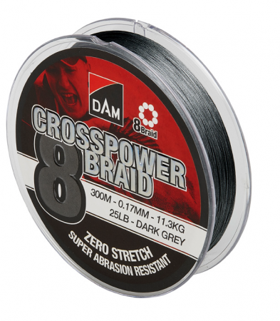 SPORTURI - FIR TEXTIL DAM CROSSPOWER 8X DARK GREY 015MM/9,0KG/300M