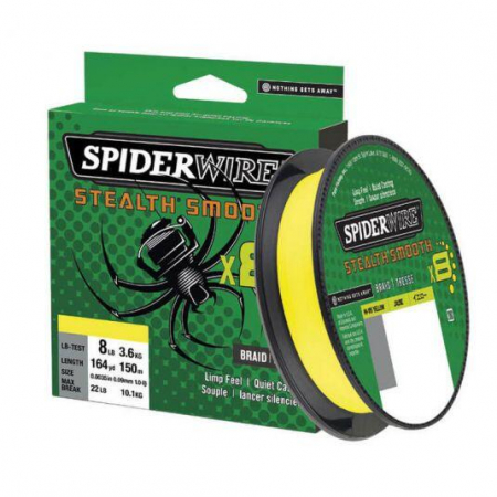 Fire textile pescuit rapitori - FIR TEXTIL SPIDERWIRE STEALTH SMOOTH 8 GALBEN, 0.19 MM, 18 KG, 150 M