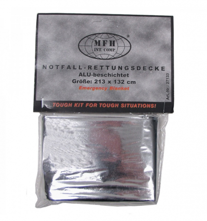 Folii supravietuire - Folie supravietuire 213 x 132 cm, 50 grame argintie pentru accidente, soc, arsuri, semnalizare