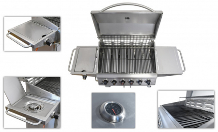 Gratar pe gaz Manhattan Cattara 6+1 arzatoare Inox [4]