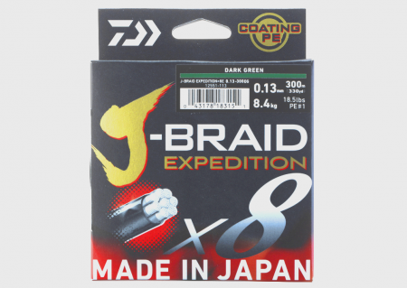 SPORTURI - Fir textil Daiwa J-braid Expedition X8E verde 0.18 mm, 12,30 kg, 150 m
