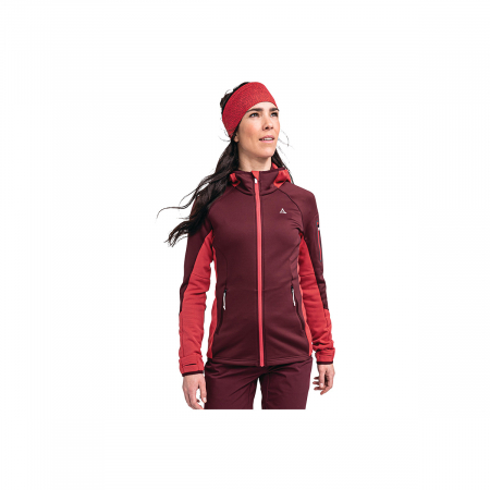 Jacheta fleece dama Schoffel Lodron hoody dark burgundy [1]