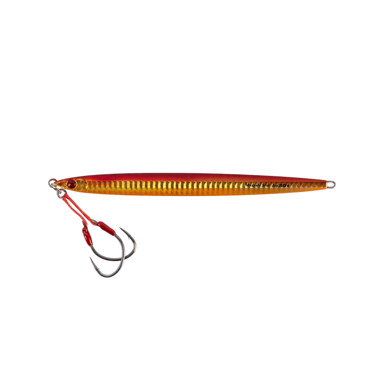 Pilkere - Pilker Mustad Mezashi slim red gold glow 80 g, 16 cm