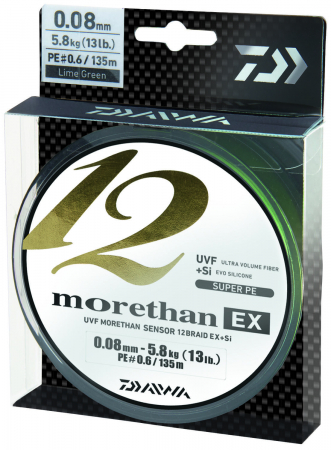 SPORTURI - FIR TEXTIL DAIWA MORETHAN X12 EX+SI LIME 018MM//16,2KG/135M