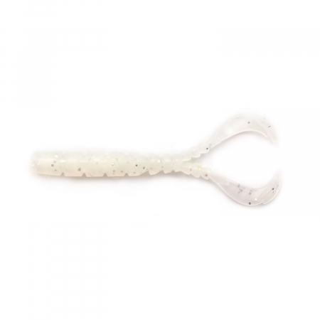Naluci pescuit rapitori - GRUB MUSTAD AJI MICRO CHIKI 4,3 CM WHITE GLOW GLITTER, 12 BUC / PLIC