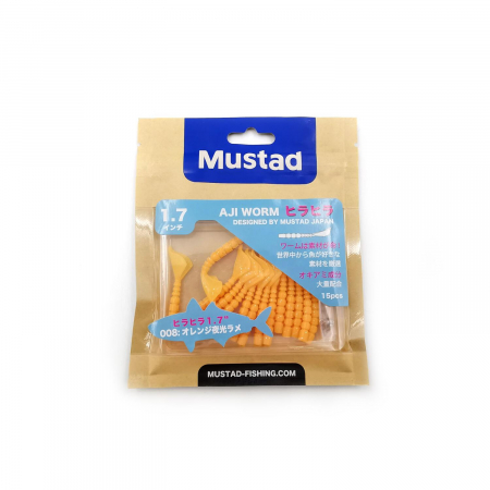 GRUB MUSTAD AJI MICRO HILA 4,3 CM ORANGE GLOW GLITTER, 12 BUC / PLIC [1]