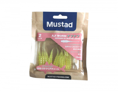 GRUB MUSTAD AJI MICRO NAF 5 CM UV CLEAR CHARTREUSE, 10 BUC / PLIC [1]