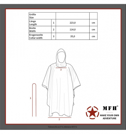 Poncho impermeabil rip stop camuflaj woodland MFH, cu husa transport [3]