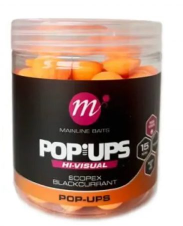Nada pescuit - BOILIES POP-UP MAINLINE FLUO SCOPEX BLACK CURRANT 15MM/250ML