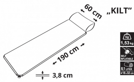 Saltea autogonflabila cu perna 190x60x38 cm Kilt Cattara [3]