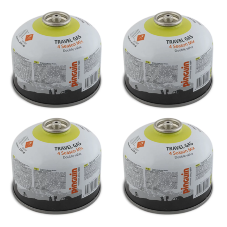 Butelii gaz & accesorii - Set 4 butelii gaz camping Pinguin Travel Gas 230 g cu filet