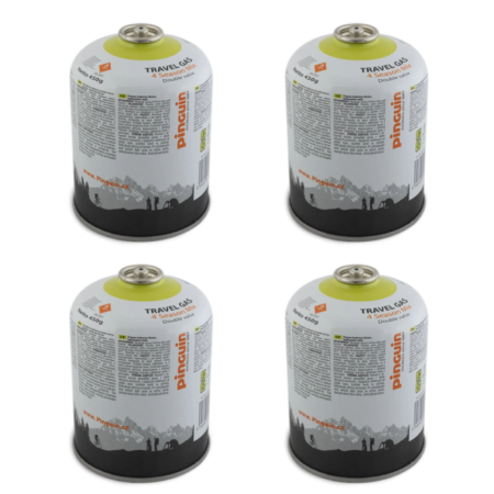 Butelii gaz & accesorii - Set 4 butelii gaz camping Pinguin Travel Gas 450 g cu filet