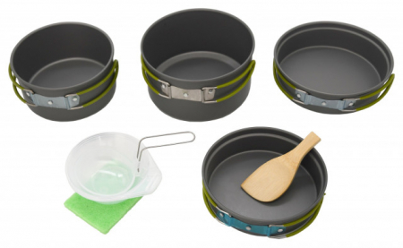 CAMPING & DRUMETII - Set 4 vase pentru gatit din aluminiu Cattara