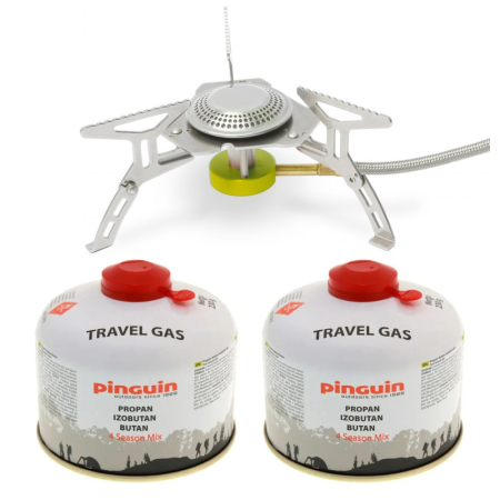 Aragazuri & arzatoare camping - Set arzator drumetie Pinguin Spider + 2 butelii gaz 230 g
