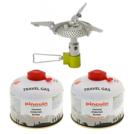 Aragazuri & arzatoare camping - Set arzator drumetie Pinguin Surpass Titan + 2 butelii gaz 230 g