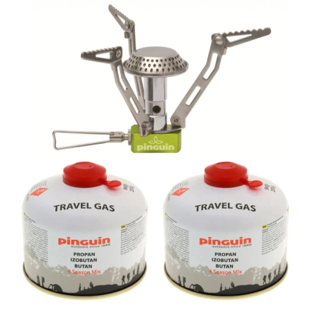 Aragazuri & arzatoare camping - Set arzator drumetie Pinguin Trek + 2 butelii gaz 230 grame