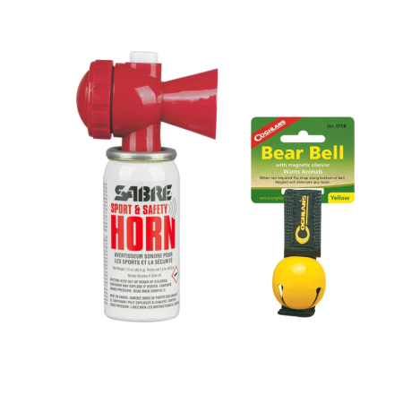 Sprayuri urs - Set goarna Sabre Horn 130 dB + clopotel Coghlans galben