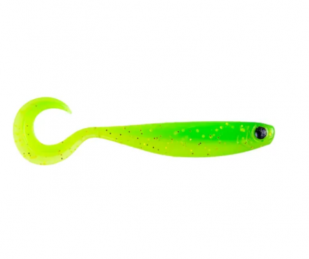 SPORTURI - Shad Mustad Mezashi curly tail minnow 9 cm, chartreuse, 6 buc / plic