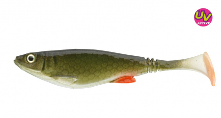 Pescuit la rapitori - Shad Daiwa Prorex belly, 11 cm, 4 buc / plic, natural green roach