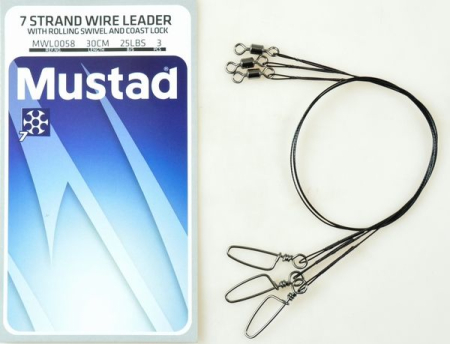 Strune - Struna Mustad Coastlock 30 cm, 25 lbs, 3 buc / plic