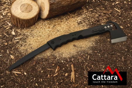 Topor 4 in 1 Cattara, cu fierastrau, fluier, amnar, teaca [6]