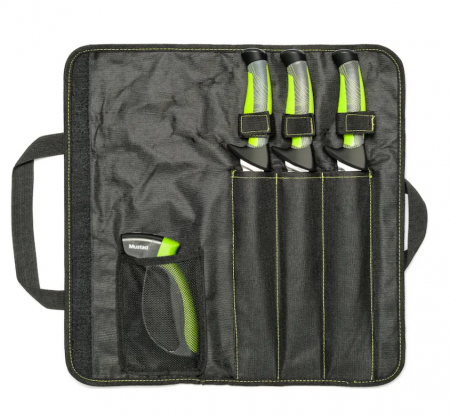 Cutite - SET CUTITE DE FILETAT MUSTAD CU ASCUTITOR SI HUSA, VERDE