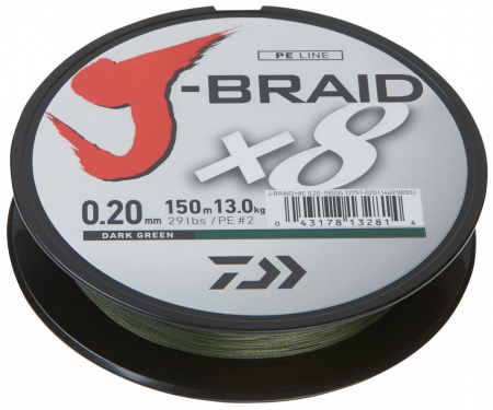 Pescuit la rapitori - FIX TEXTIL DAIWA J-BRAID X8 VERDE 020MM/13KG/300M