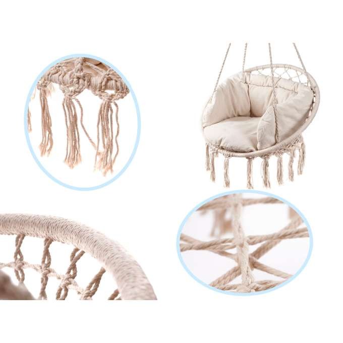 Fotoliu balansoar cuib de barza cu spatar ecru 80cm + perna 150 kg [3]