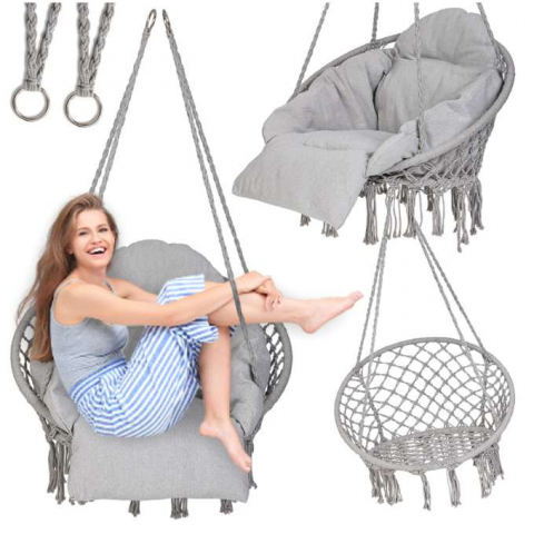 Leagan de gradina cuib de barza cu perna XXL gri 150kg [9]