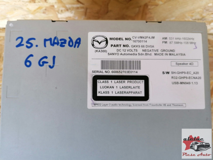 CD Player Mazda 6 GJ an 2012-2016, cod GKK966DV0A , CV-VM42F4JM [2]