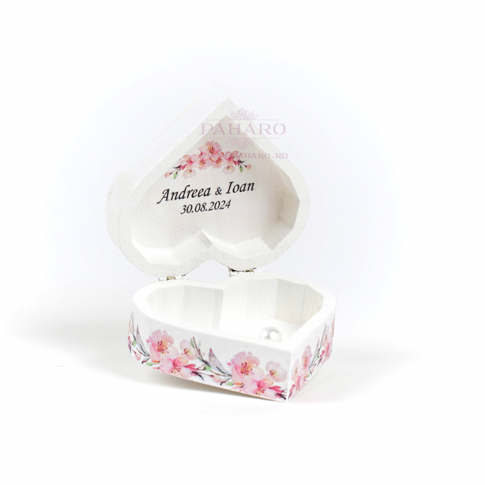 Cutie Verighete Inimă FLORAL - 201A - Roz [2]