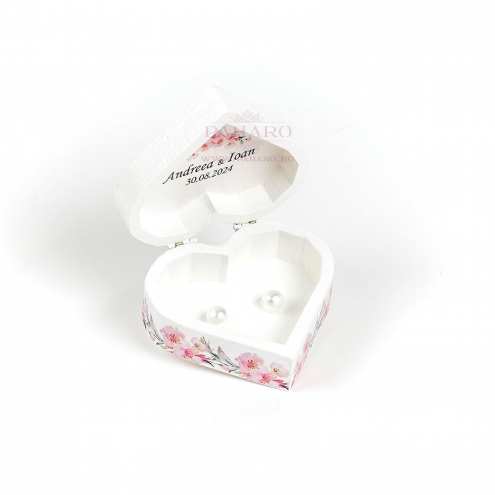 Cutie Verighete Inimă FLORAL - 201A - Roz [4]