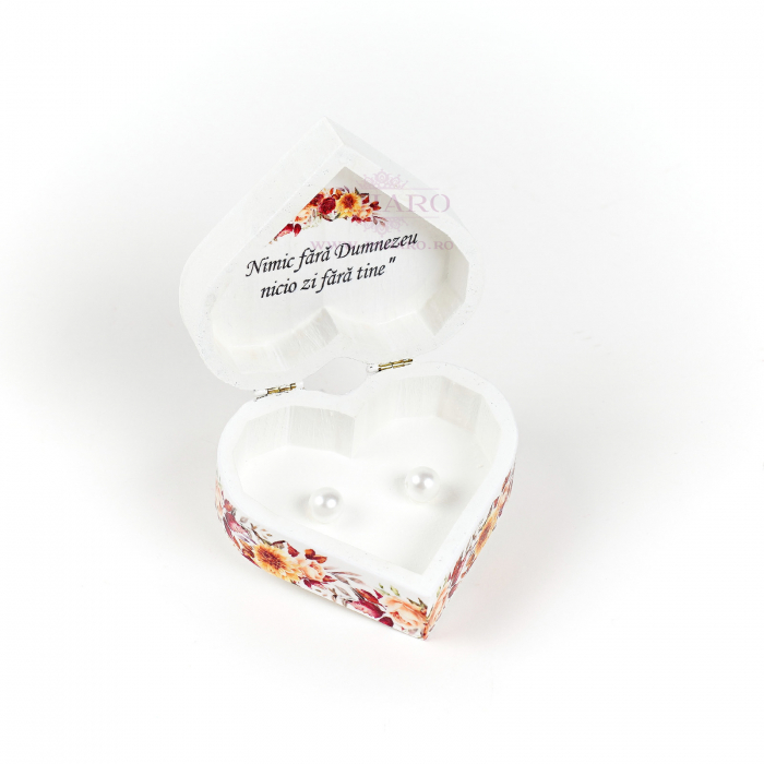 Cutie Verighete Inimă  FLORAL - 5X7B - Rosu Galben [4]