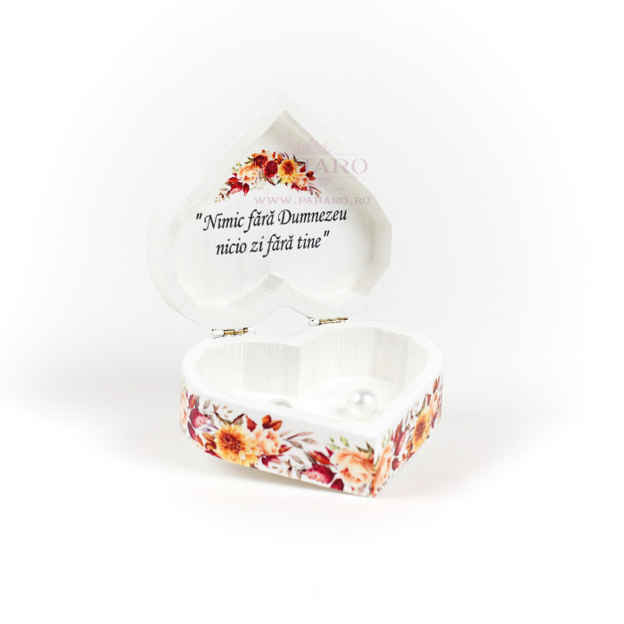 Cutie Verighete Inimă  FLORAL - 5X7B - Rosu Galben [2]