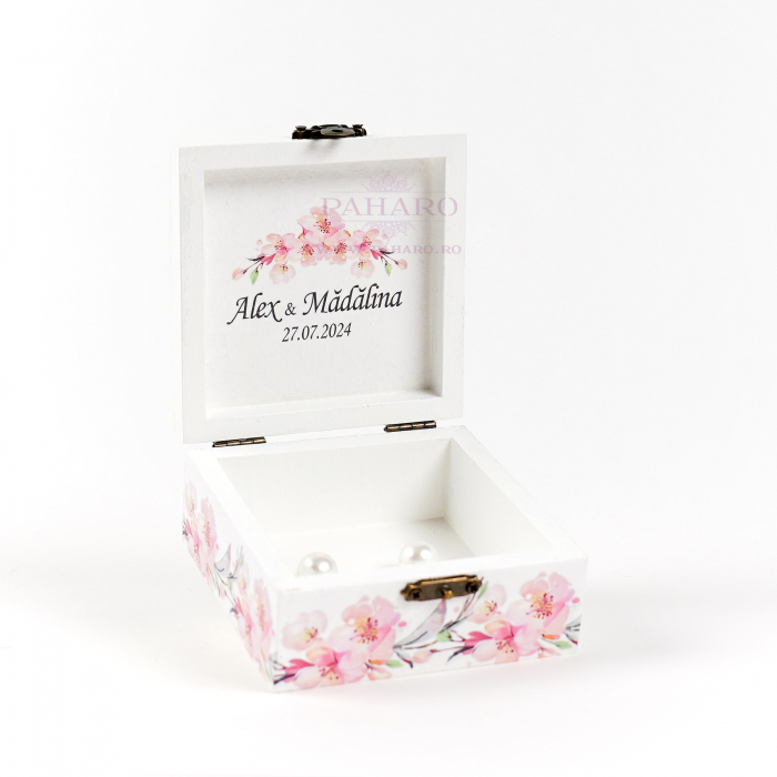 Cutie Verighete Pătrată  FLORAL - 201A - Roz [4]