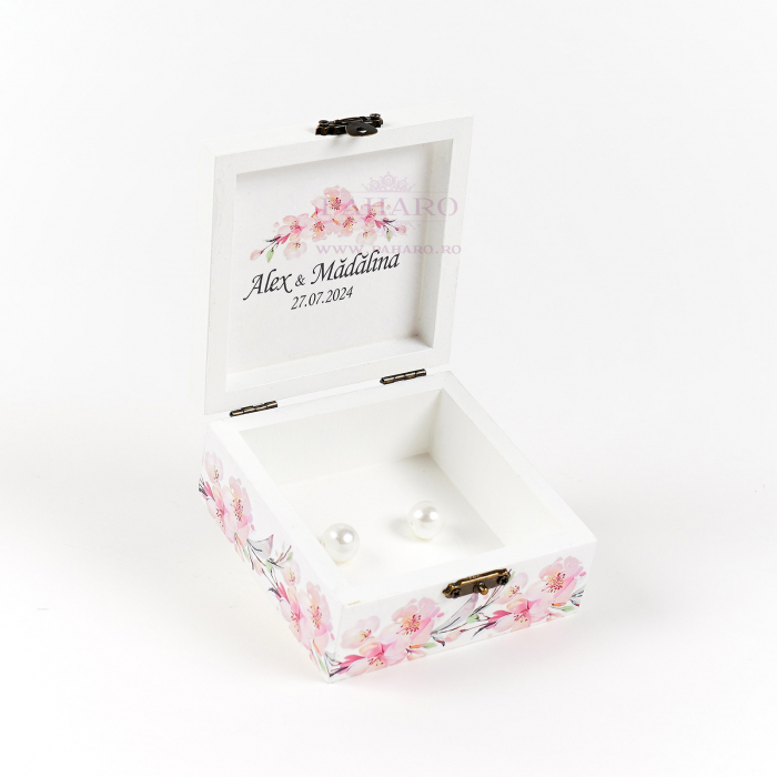 Cutie Verighete Pătrată  FLORAL - 201A - Roz [2]