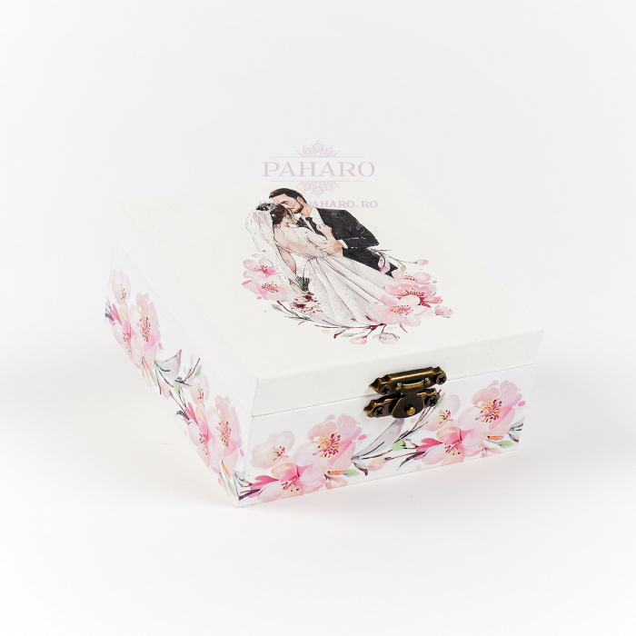 Cutie Verighete Pătrată  FLORAL - 201A - Roz [3]